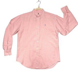 Ralph Lauren Sport Women's Size 8 Pink and White Striped Blouse Excellent